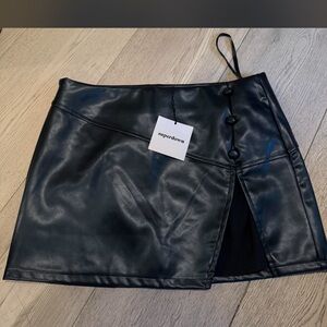 Superdown Black Mini Skirt with Button Detail